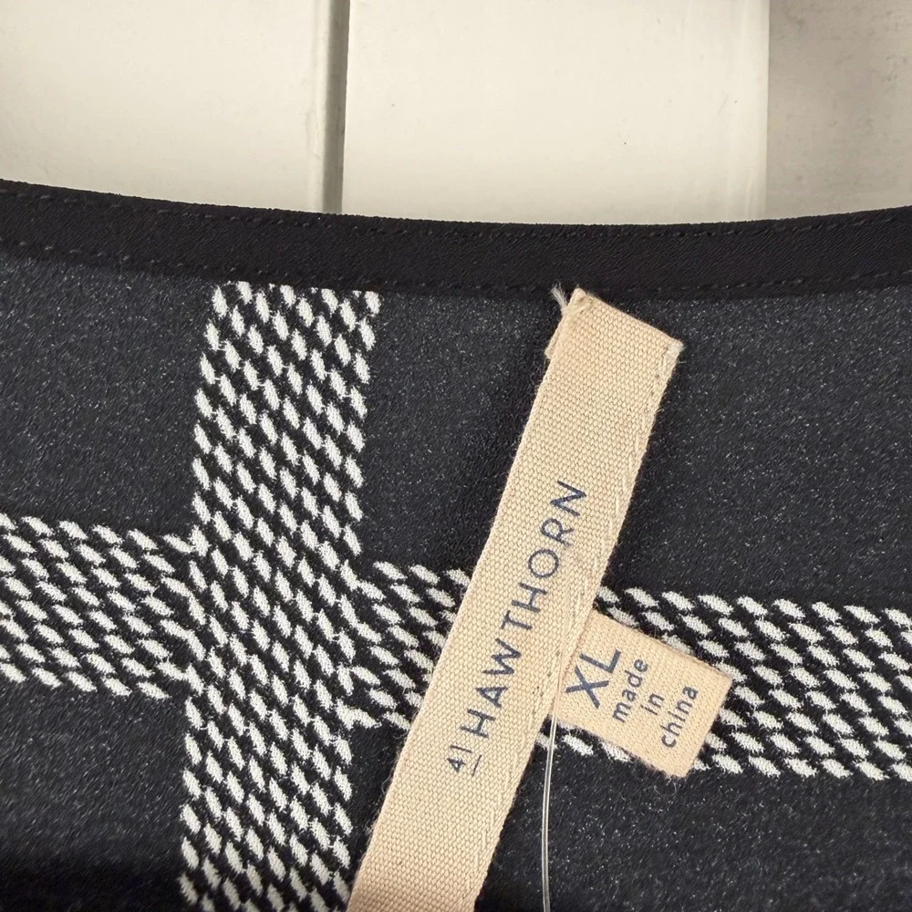 41 Hawthorn Bixby Scoop Neck Blouse Women XL Black Windowpane Plaid NEW - Picture 3 of 15
